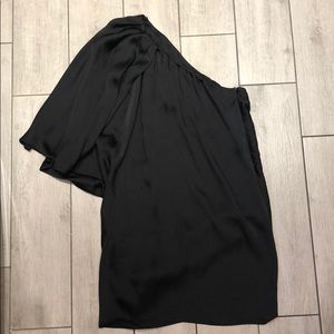 Aqua One-Shoulder Puff-Sleeve Mini Dress